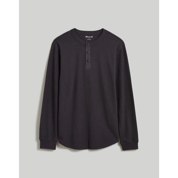 NWT Madewell Thermal Henley Tee in Black Charcoal sz XS - Picture 1 of 7